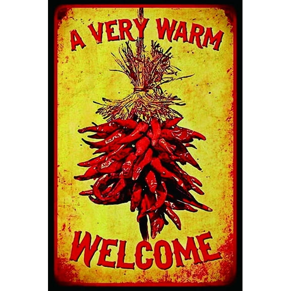Welcome Metal Sign New Mexico Ristra Restaurant Vintage Aluminum Metal Signs Tin Plaque Wall Art Poster for Garage Man Cave Beer Cafe Bar Pub Club Patio Home Decor 8"X12"