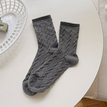 

Socks for Women 1 Pairs Women Autumn And Winter Three Jacquard Socks Middle Tube Twist Cotton Casual Simple Versatile Stockings