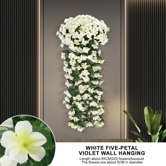 Flores colgantes de imitación de violetas, orquídeas artificiales decorativas, violetas de seda de imitación, decoración para el hogar y el jardín, ramo grande, fácil de colgar, flores
