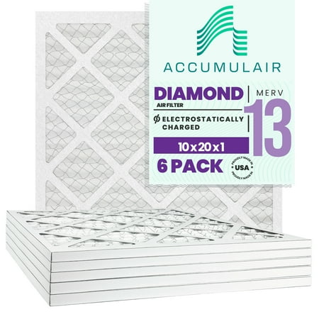 

Accumulair Diamond 10x20x1 MERV 13 Air/Furnace Filters (6 pack)