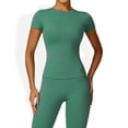 thumbnail image 4 of Women's Short Sleeve Crew Neck Top Shirts with Seamless Fit and Stretch Fabric- Medium, Green, 4 of 6