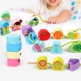 thumbnail image 2 of 65PCS Lacing Toy Wooden String Animal Fruits Vegetable Vehicles Lacing Beads with Storage Box 4 Threads for Children Educational Toys, 2 of 13
