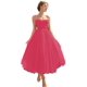 thumbnail image 1 of Vestido formal DANZMOON, rosa fucsia, línea A, longitud del té, 26 W, 1 of 7