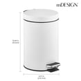 thumbnail image 3 of mDesign  3-Liter Round Metal Step Trash Can, Liner/Handle - White, 3 of 8