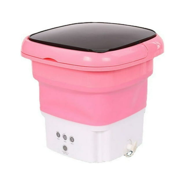 Large Capacity Portable Washing Machine Foldable Underwear Socks Adjustable Washer Wash Machines Cleaning for Dormitory Pink Type 1