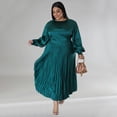 thumbnail image 4 of AURA Plus Size Long Sleeve Pleated Maxi Dress Women Round Neck Elegant Fall Winter Dress, 4 of 7