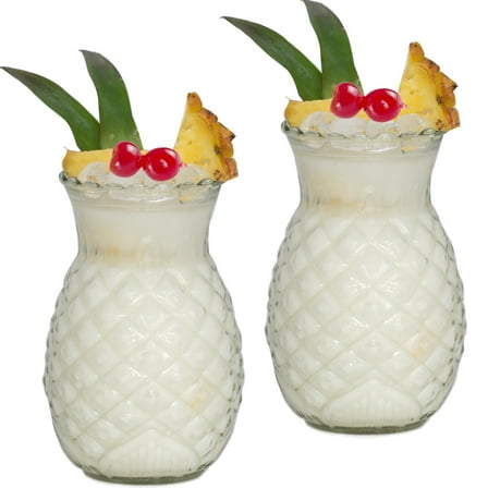 Set of 2 Pineapple Cocktail Glasses, 20 Ounce/570ml Fun Cocktail Jars Tiki Cups for Bar, Party