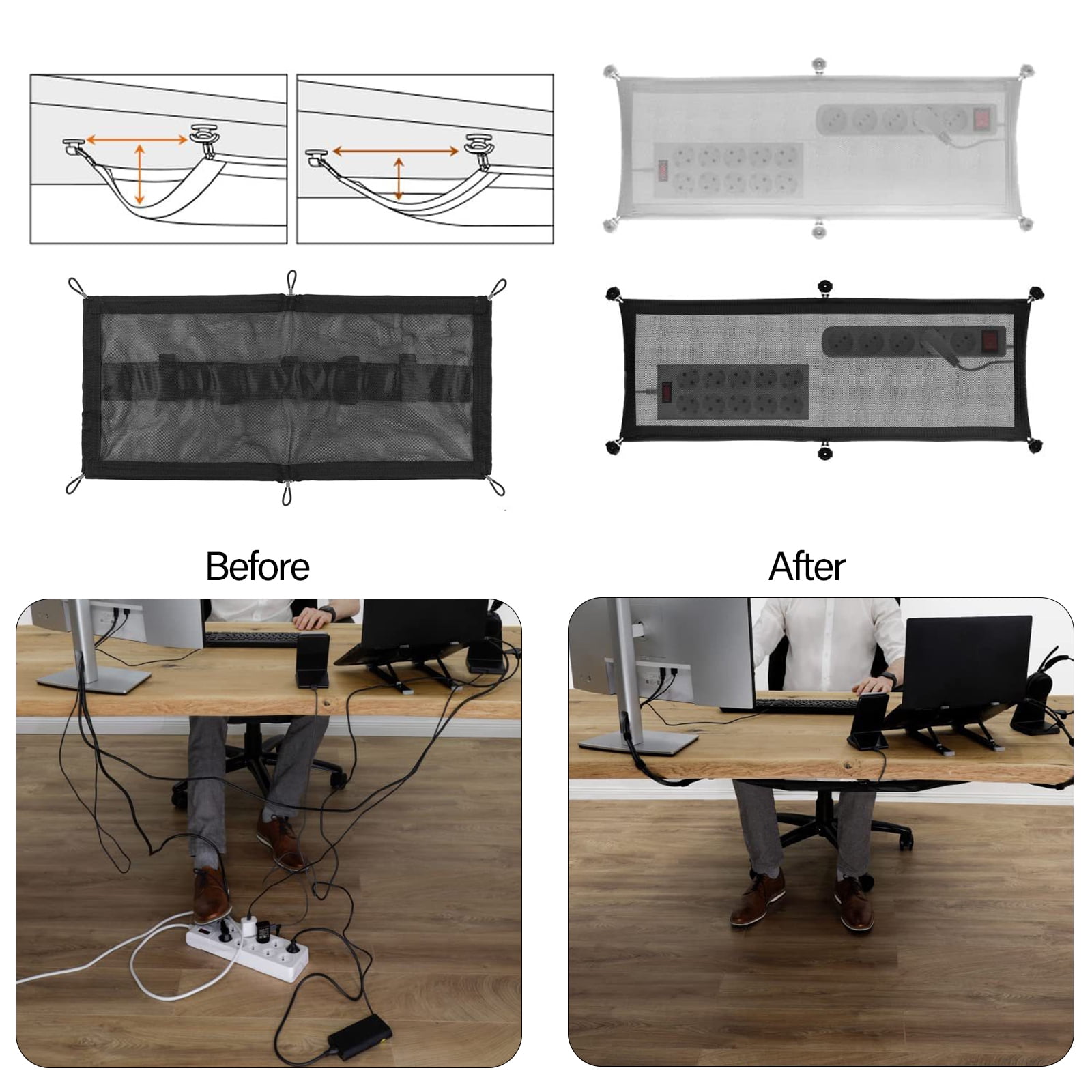 Sturdy Cable Management Meshes Convenient Home Office Cable Management Meshes Stoarge Holder for Organized Desks