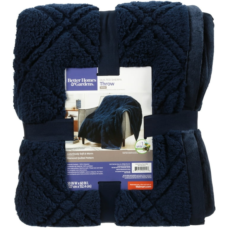 Better Homes Gardens Quilted Sherpa Indigo Throw Blanket 1 Each