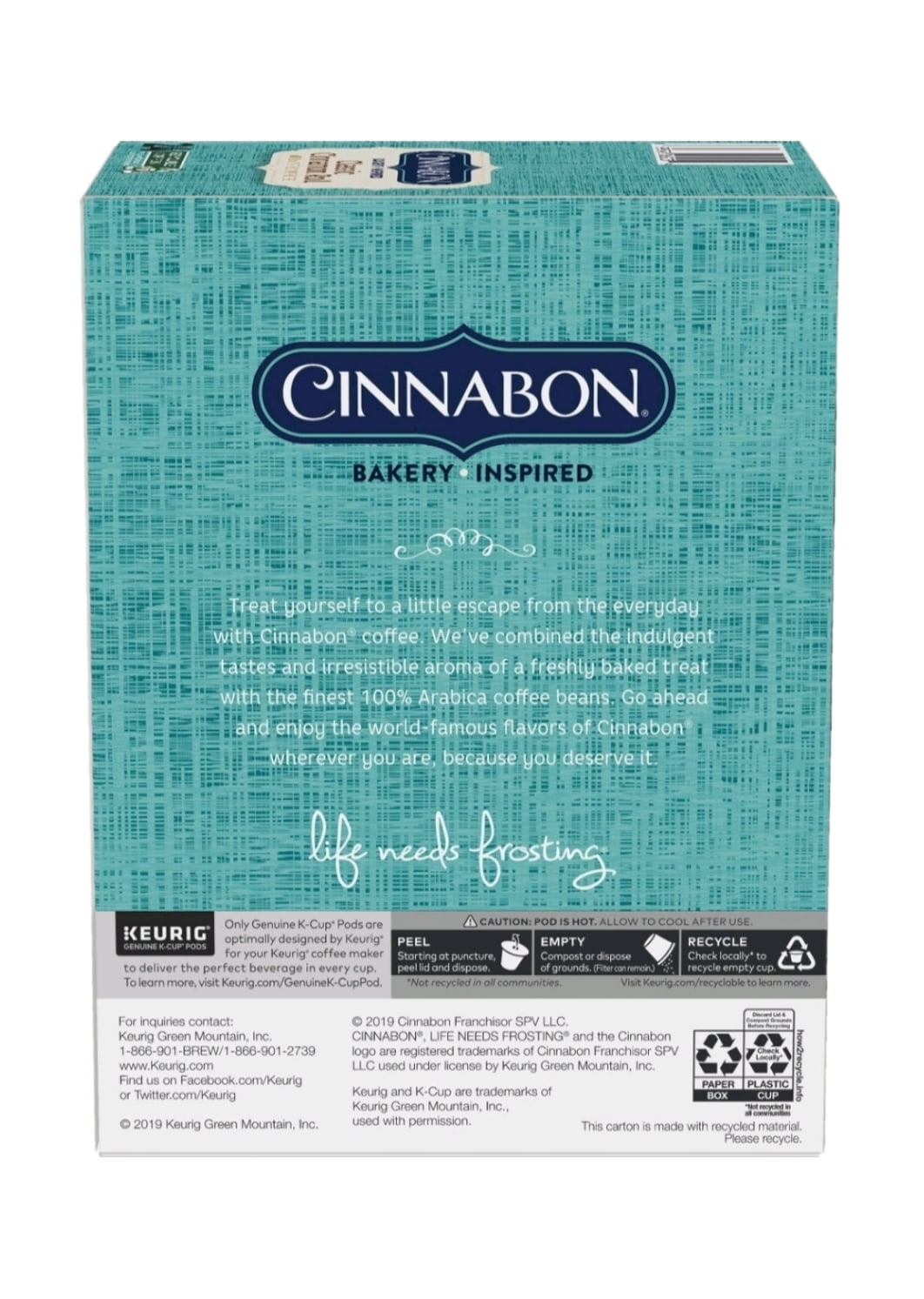 Cinnabon Classic Cinnamon Roll Light Roast Coffee K Cup Pods, 48 K Cups Total