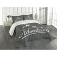 thumbnail image 3 of Ambesonne Adventure Quilted Bedspread Set 3 Pcs, Words and Mountains, Queen Size, Charcoal Grey and White, 3 of 5