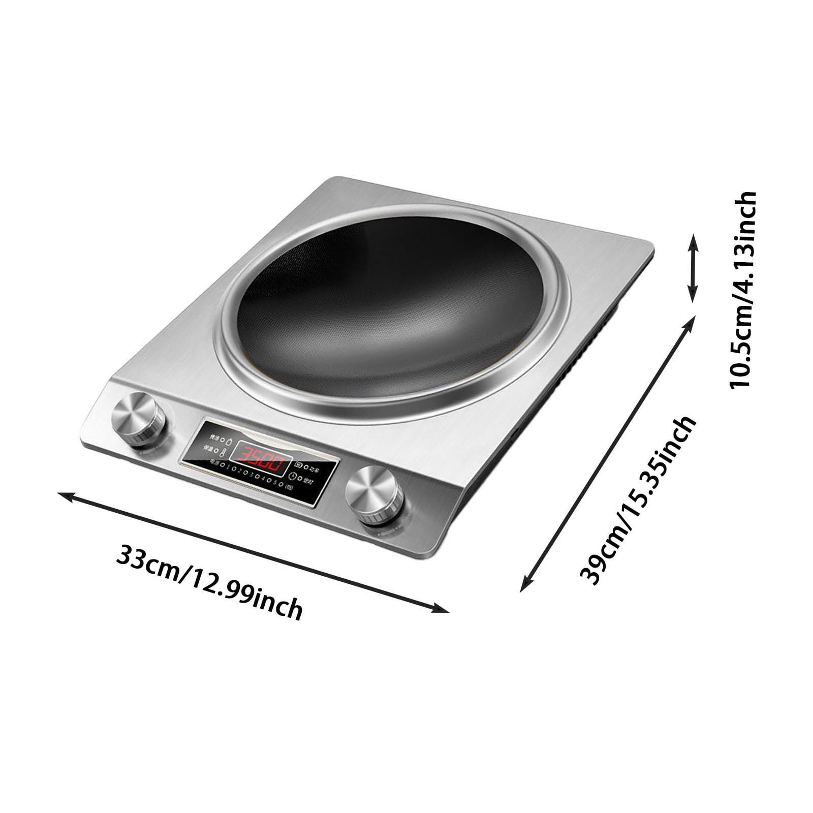 3500W Commercial Induction Cooktop - Portable Multifunctional Design with LCD Display, Knob Control, 10 Temp Settings & Concave Coil for Home/Restaurant/Food Truck,Black