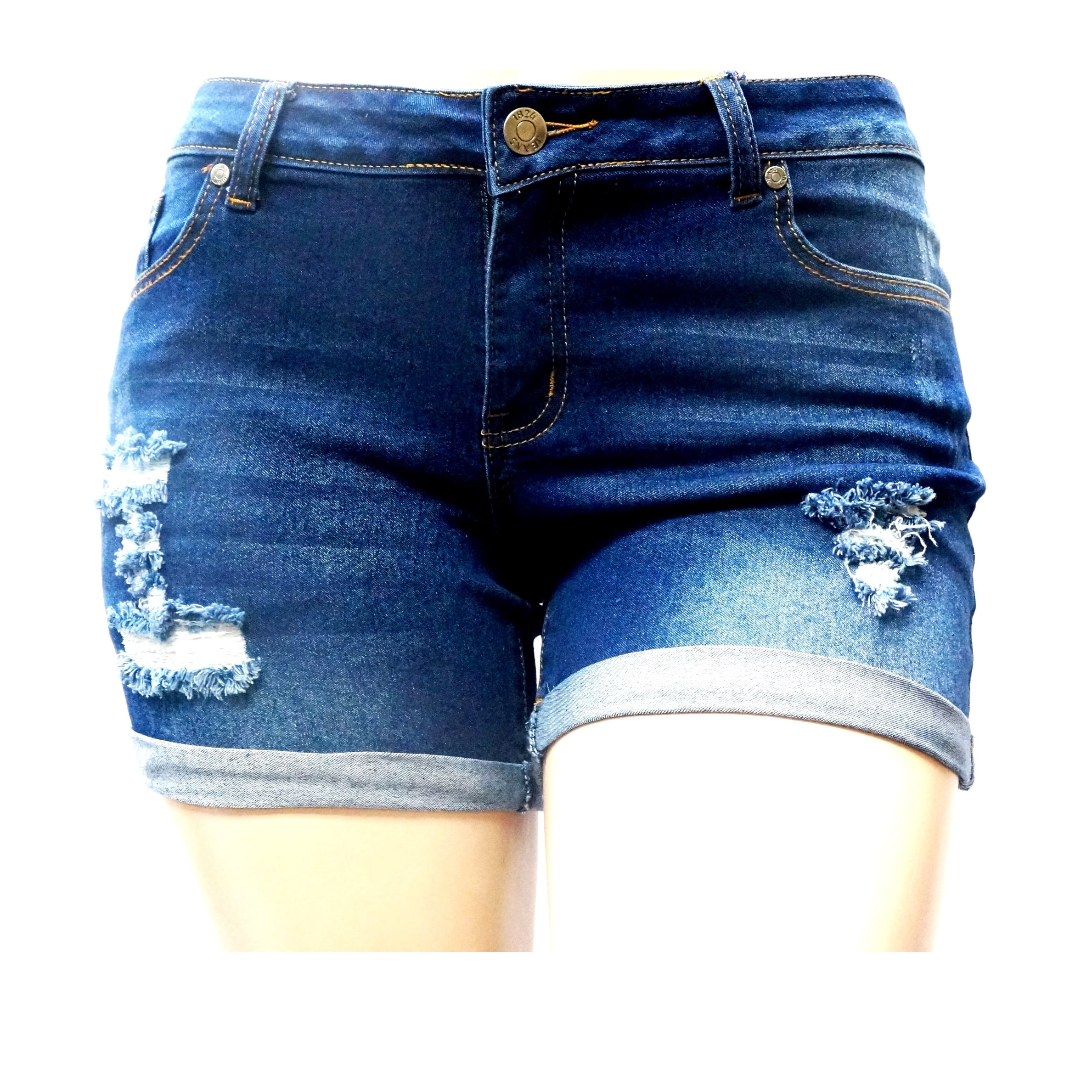 womens plus size distressed shorts