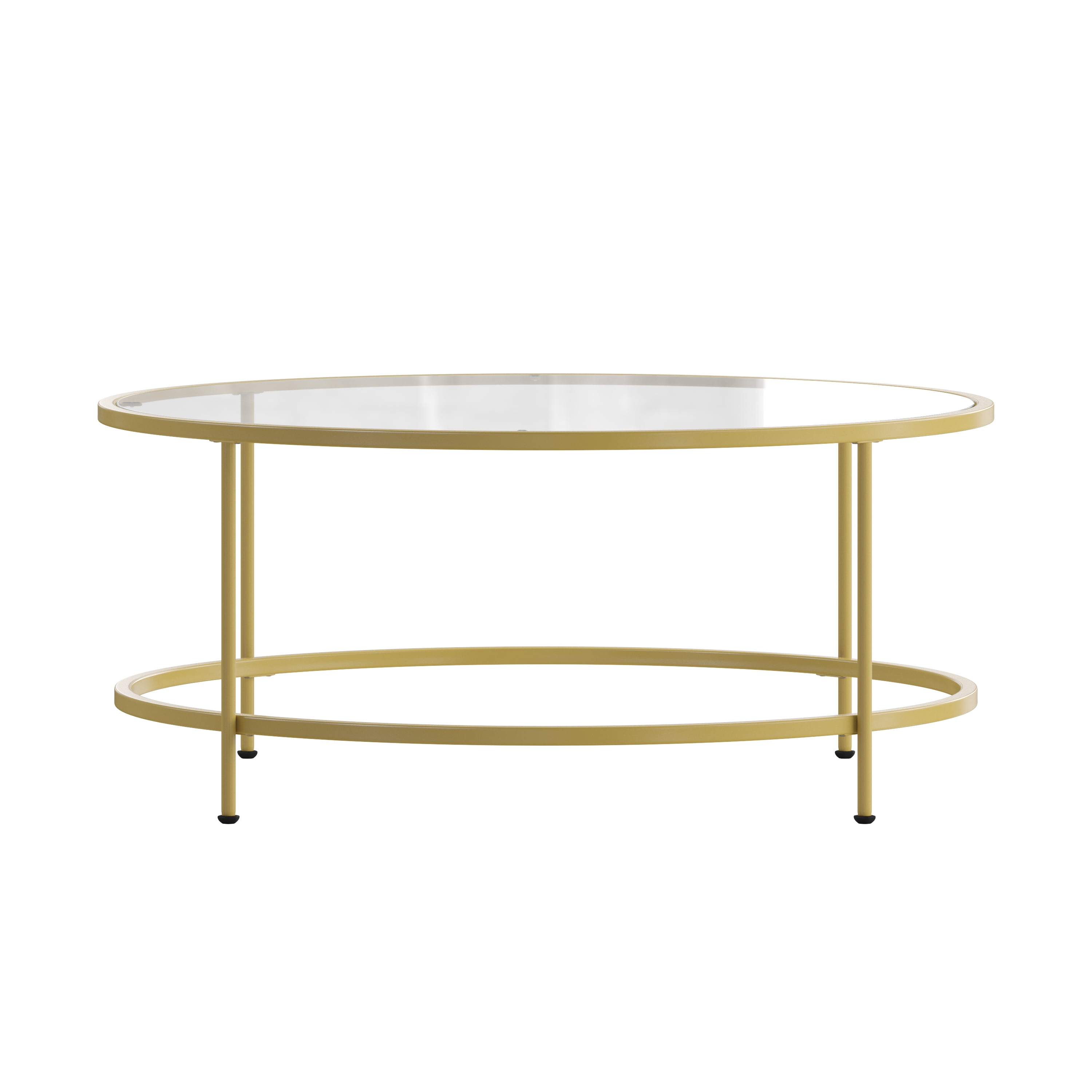 Flash Furniture Astoria Collection Round Coffee Table - Modern Clear Glass  Coffee Table with Brushed Gold Frame