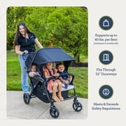 Foundations Gaggle Odyssey 4-Seat Quad Stroller, Reclining Bench Seats with Canopy, Red/Black
