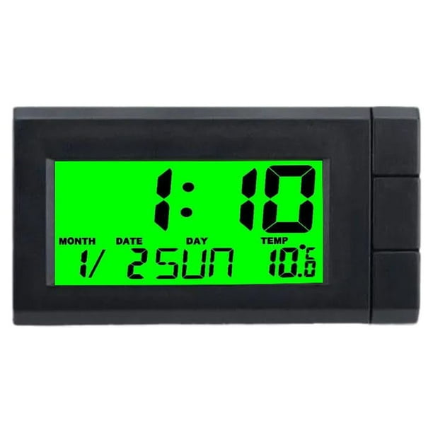 SGACAI Reloj electrónico digital LCD 2 en 1 para coche, termómetro y reloj D3J1 C09C
