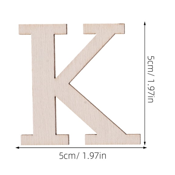 24 Pcs Beige Wooden Letter Chips 5x5x0.2cm Wired Decorative Craft Supplies for Kids Projects and Scrapbooking