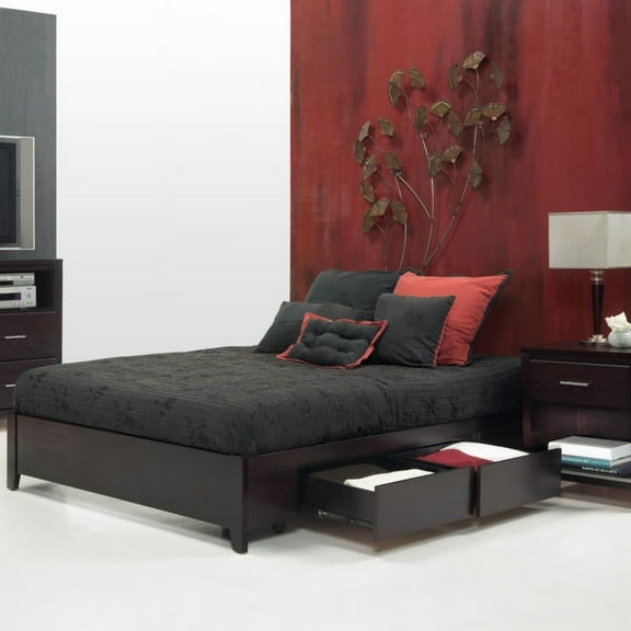 Modus Nevis 5 Piece Cal King Simple Platform Storage Bedroom Set, Espresso