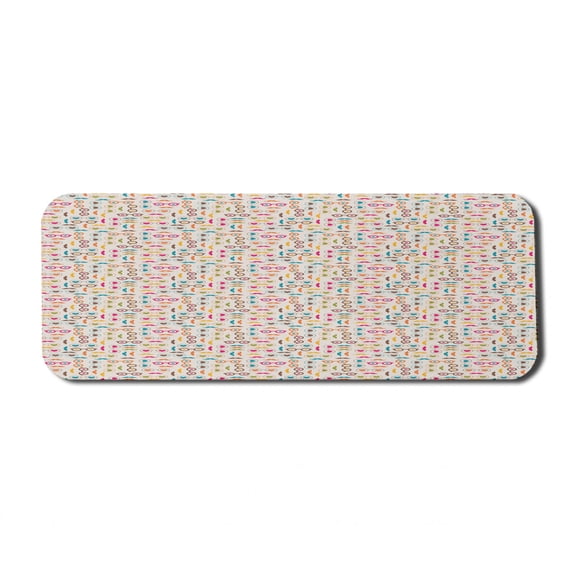 Colorful Computer Mouse Pad, Vintage Style Glasses Hearts Mustache and Stars Hipster Fashion Funky Pattern, Rectangle Non-Slip Rubber Mousepad Large, 31" x 12" Gaming Size, Multicolor, by Ambesonne
