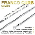 thumbnail image 4 of ChainsHouse Women Men's Stainless Steel Necklace 3mm Flat Franco Chain Link Jewelry Gift, 30 inch, 4 of 8