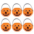 thumbnail image 2 of 6 Pack Mini Plastic Pumpkin Candy Buckets with Handles, 14cm Halloween Trick or Treat Portable Pails, Lantern Candy Holder for Halloween Party Decor & Trick-or-Treat, 2 of 4