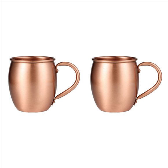 2X 530ML 100% Pure Copper Mug Mug Drum Cup Cocktail Cup Pure Copper Mug Restaurant Bar Cold Drink Cup, B,2 x mule cup,Rose Gold