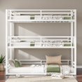 thumbnail image 2 of Tcbosik Twin XL/Twin XL/Twin XL Metal Triple Bunk Bed with Side Ladder and Safety Guardrail for Bedroom, Space Saving, White, 2 of 9
