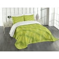 thumbnail image 3 of Ambesonne Green Leaf Quilted Bedspread Set 3 Pcs, Tropical Pineapple, Queen Size, Apple Green and Fern Green, 3 of 5