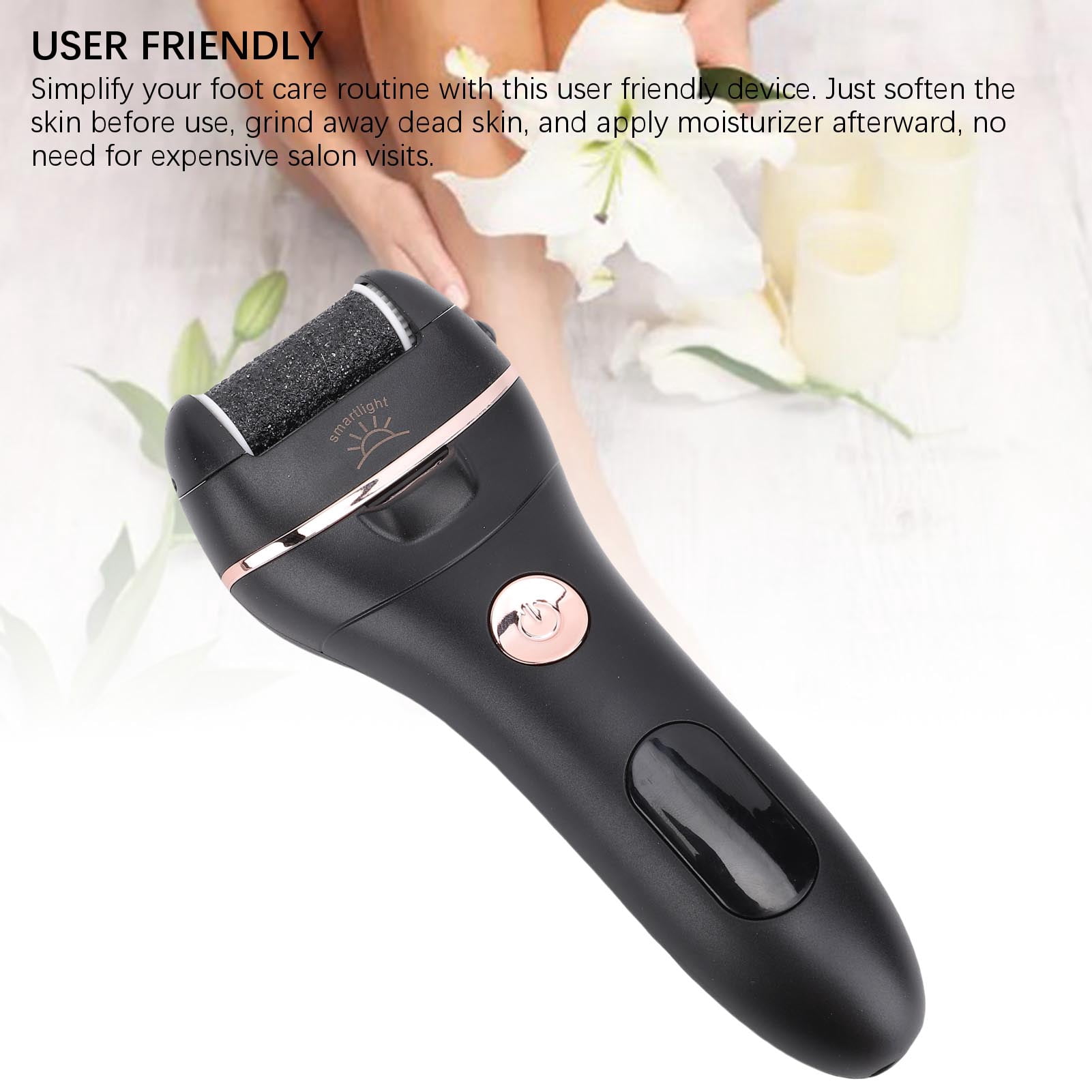 YAHHU Electric Foot Callus Remover, Waterproof Electronic Foot File for Hard Dead Skin and Cracked Heels, Portable Pedicure Tools for Feet Care, 7.48 inches / 19.0 cm