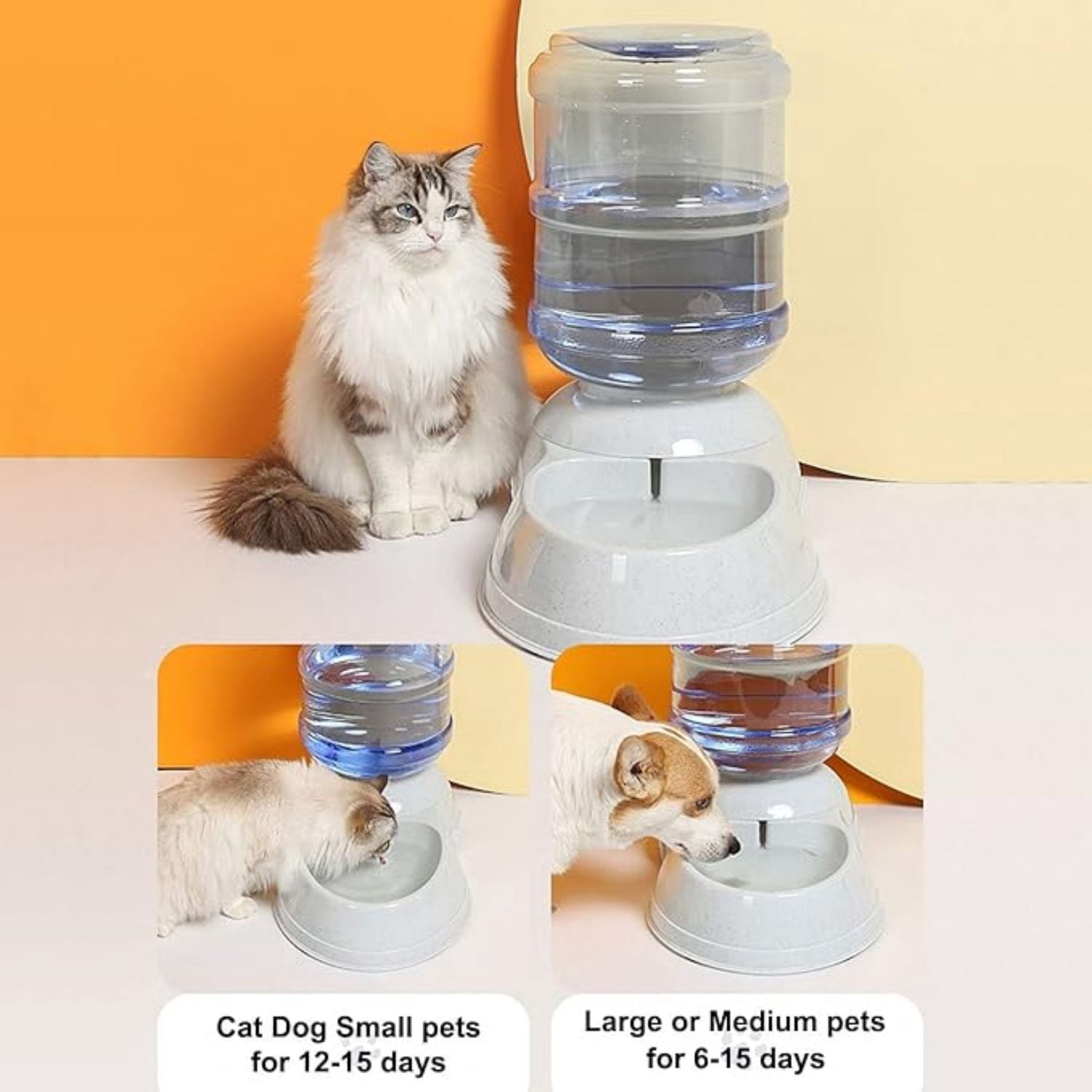3 Gallon/11L Replenish Pet Waterer for Large Dog Cat Animal Automatic Gravity Water Drinking Fountain Bottle Bowl Dish Stand