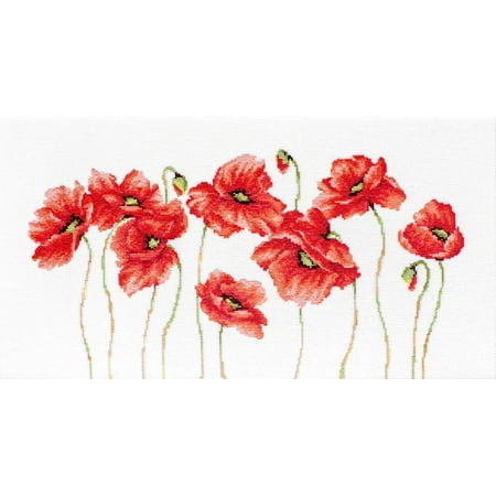 UPC: 4840746012532 | Counted Cross-Stitch Kit Poppies B2223L Needlework Easy Small Red Green By Luca-S Canvas Cotton