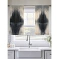 thumbnail image 4 of Black Beige Lake Sheer Curtains 45 Inch Length 2 Panels Set, Mysterious Aesthetics Abstract Retro Voile Window Treatment Rod Pocket Small Kitchen Curtains Drapes for Bedroom 52"x45"x2, 4 of 7