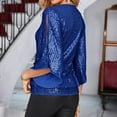 thumbnail image 4 of Harpily Shirts for Women Womens Sequin Tops 3/4 Sleeve Glitter Sparkly Blouse V Neck Tops For Evening, 4 of 4