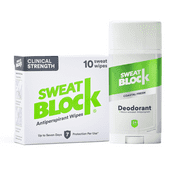 SweatBlock Excessive Sweat and Odor Bundle [Clinical Strength Antiperspirant Sweat Wipes and Regular Antiperspirant Deodorant] Odor Protection and Hyperhidrosis Treatment (Bundle Deal)