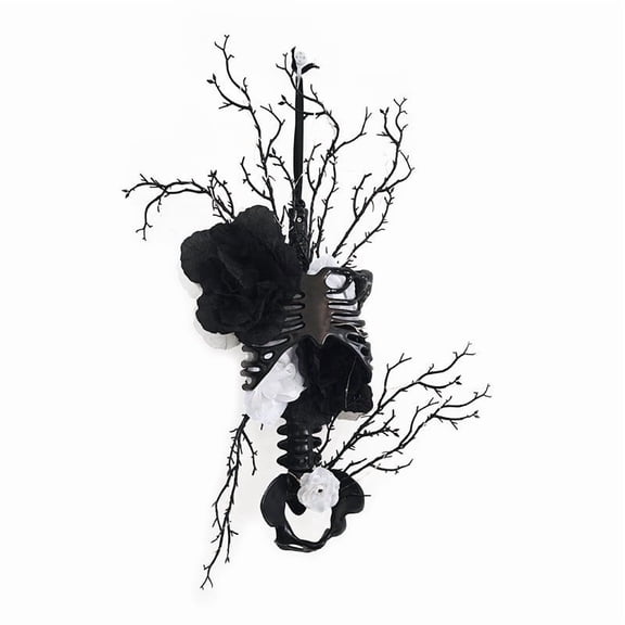 WWG Artificial Skeleton Floral Arrangement, Skeleton Halloween Decor, Plastic Flowers with Skeleton, Fade Resistant Outdoor Decor for Vases Tables Mantels, Fall Decor