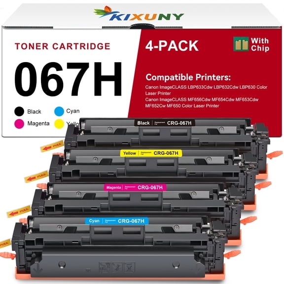 067H Toner Cartridge for Canon 067 067H Toner Cartridge 4 Pack for Canon ImageCLASS MF656Cdw MF654Cdw MF653Cdw  Printer Toner (4-Pack,Black Cyan Magenta Yellow)