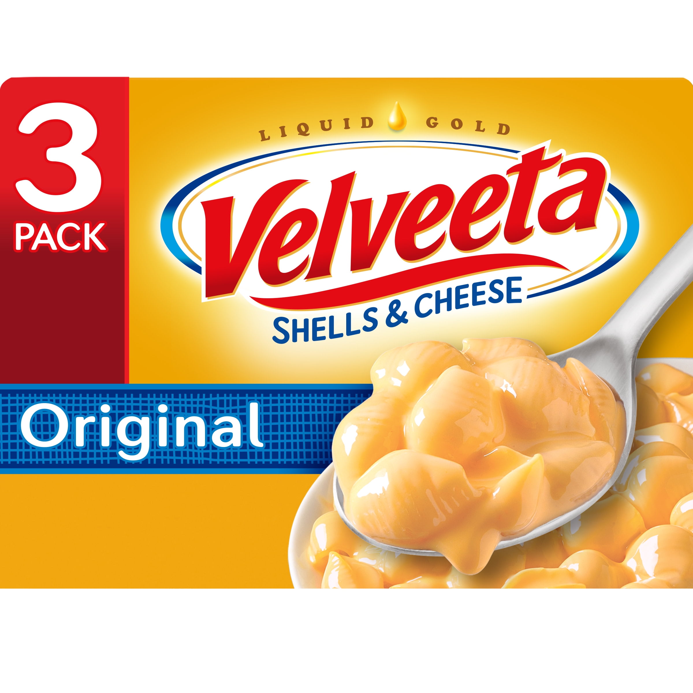 Velveeta Shells and Cheese Original Macaroni and Cheese Dinner, 3 ct Pack, 12 oz Boxes