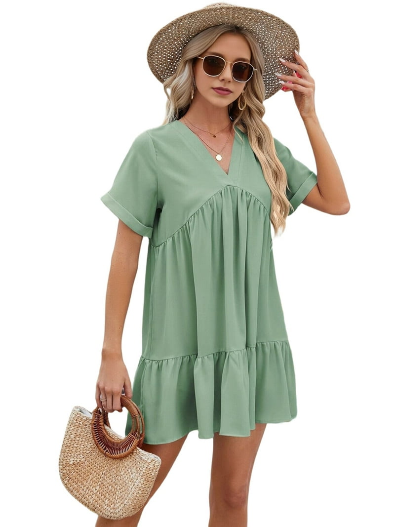 green mini smock dress Eden Green Gingham Sleeveless Performance Seersucker Alcott Golf Dress main image 1