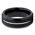 thumbnail image 4 of Silly Kings Jewelry 8mm Black Brushed Tungsten Carbide Ring Polished Silver Groove Custom Engraved Wedding Band (6) (6), 4 of 4