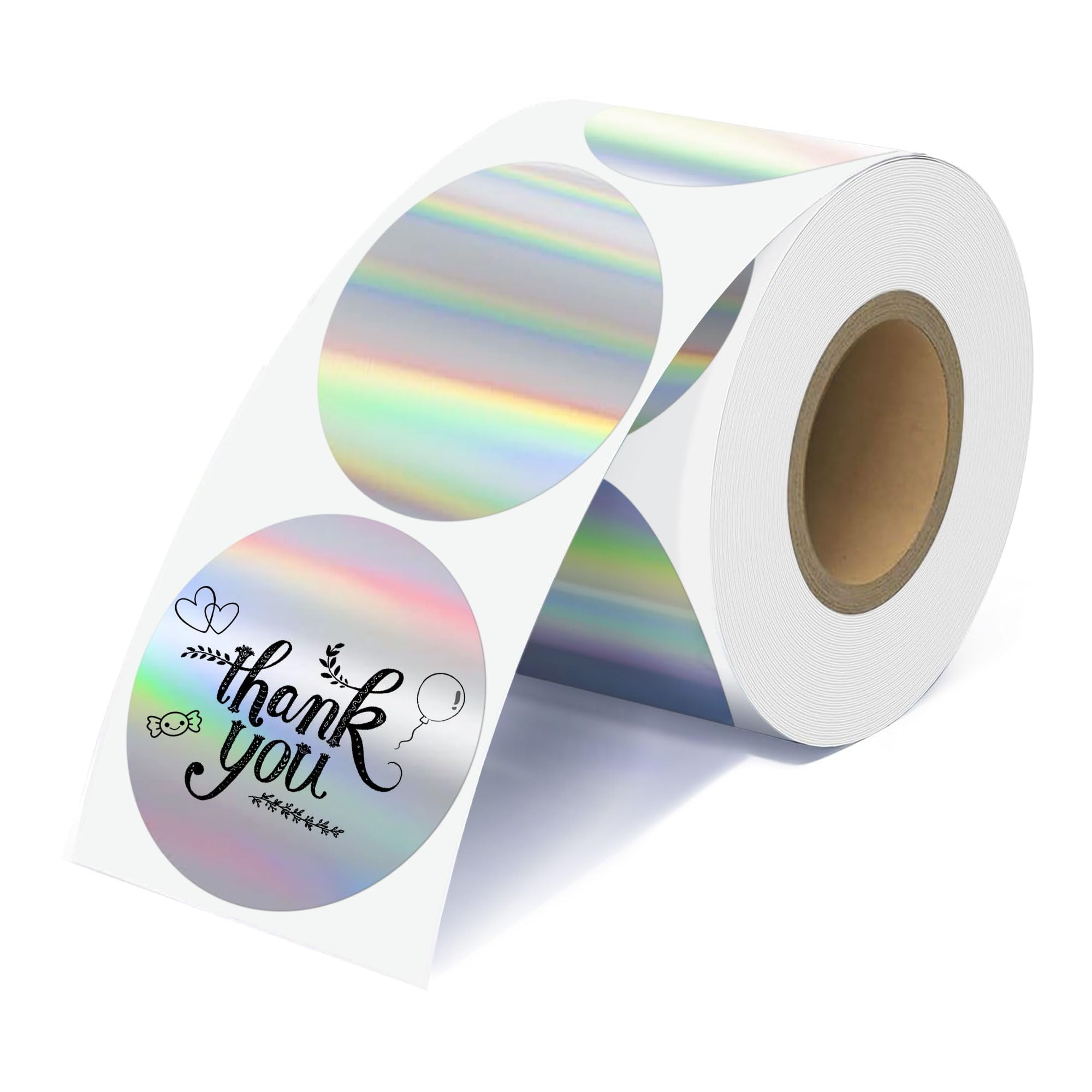 300 Etiquetas Térmicas Holográficas Plateadas 50x50mm | Adhesivo Fuerte Para Logos Y Códigos QR