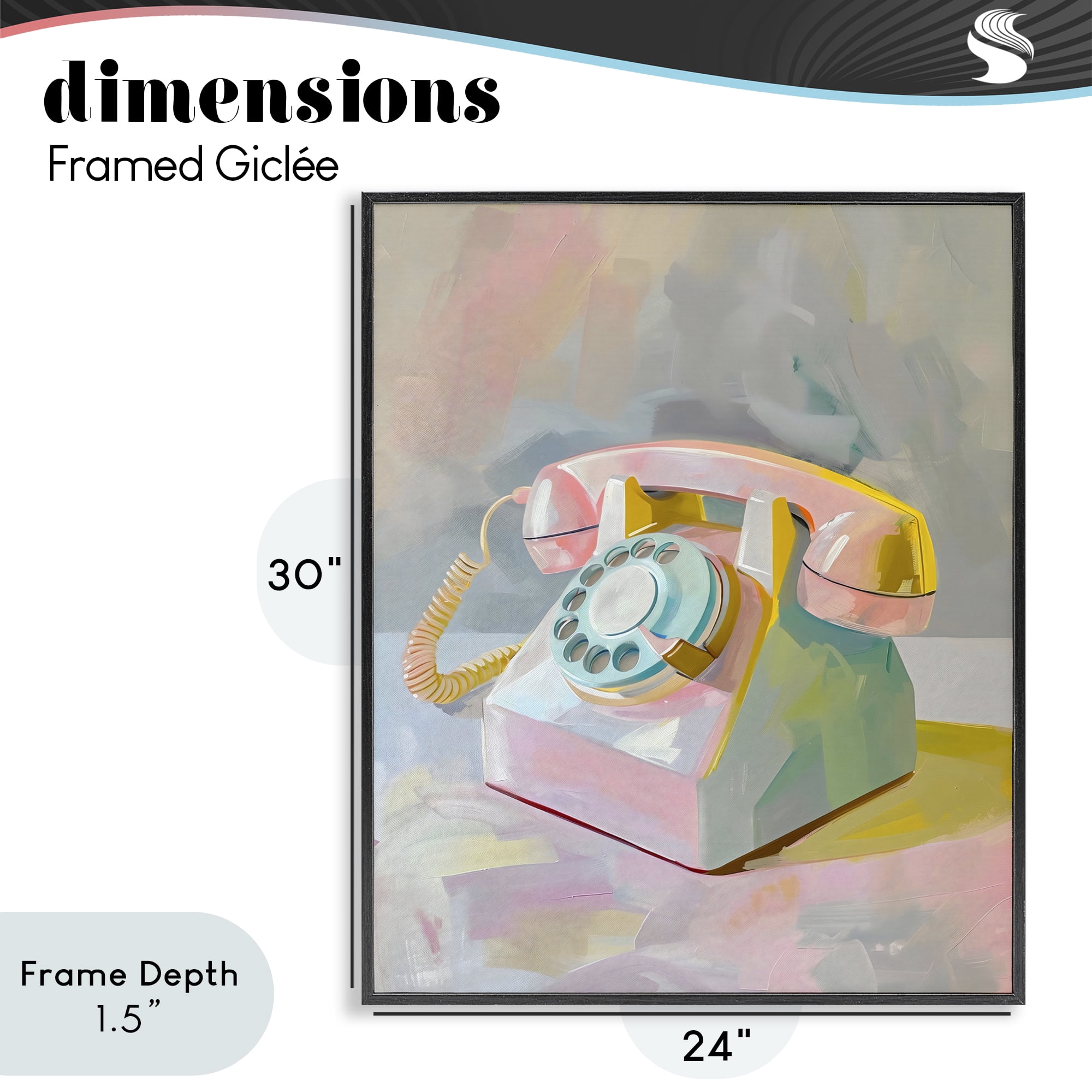 Stupell Industries Retro Telephone in Pastels Black Framed Giclee Art, design by The Prints Vibe