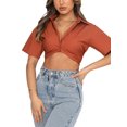 thumbnail image 1 of Txlixc Blusa de mujer, blusa de botón plano, blusa de ombligo de mujer Txlixc  moda, 1 of 6