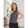 thumbnail image 4 of DARING DIVA Women's Tweed Elegant Crew Neck Business Vest Tops M Black, 4 of 7