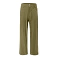 thumbnail image 3 of YIFUNIN Women's Summer Cotton Linen Wide Leg Pants with Button Detail & Elastic Waist, Loose Palazzo Casual Trousers with Pockets,Army Green L, 3 of 5