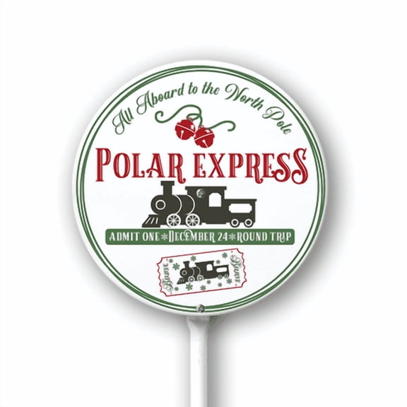Eveokoki Christmas Decorations Outdoor Yard Signs - Polar Express Aluminum Signs with Stakes for Winter Holiday Outside Yard Pathway Lawn Decor Supplies 9.2x9.2Inch