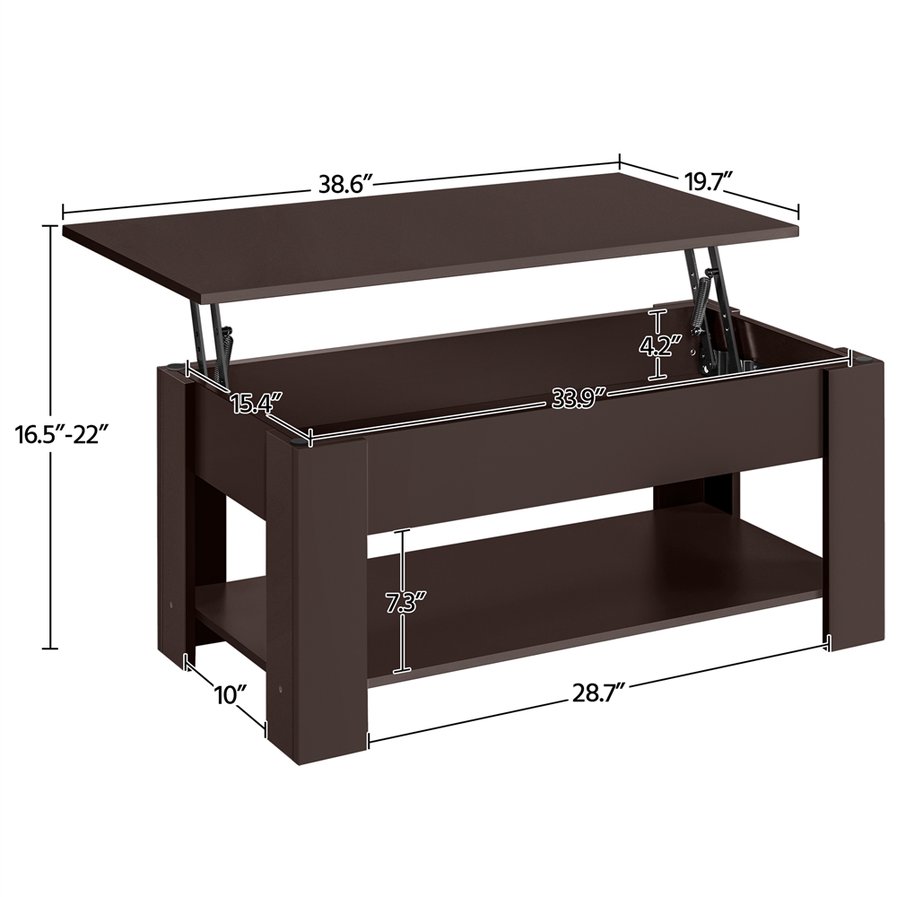 Yaheetech Lift Top Coffee Table w/Hidden Compartment & Storage For Living Room Reception Room Office, Espresso - image 5 of 9