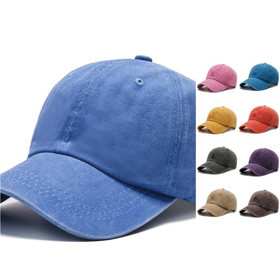 Yuanlong Unisex Washed Baseball Cap Solid Color Curved Brim Sun Hat Minimalist Classic Running Camping Headwear