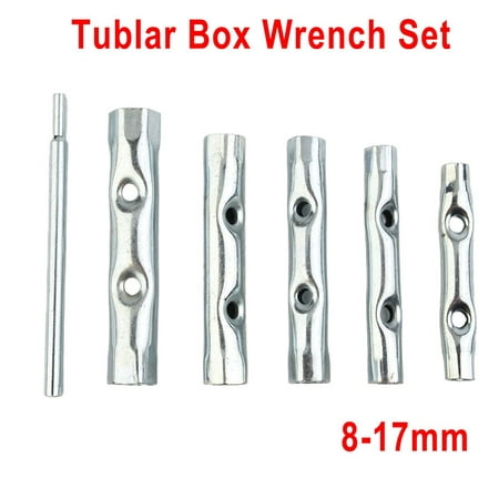 

BAMILL 6PC 8-17mm Metric Tubular Box Wrench Set Tube Hollow Socket Wrench Filter Wrench