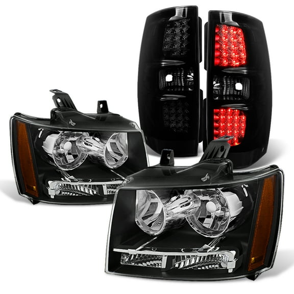 AKKON - For Chevy Silverado 1500 2500HD 3500HD Black Bezel LED DRL Headlights   Smoked LED Tail light Set L R