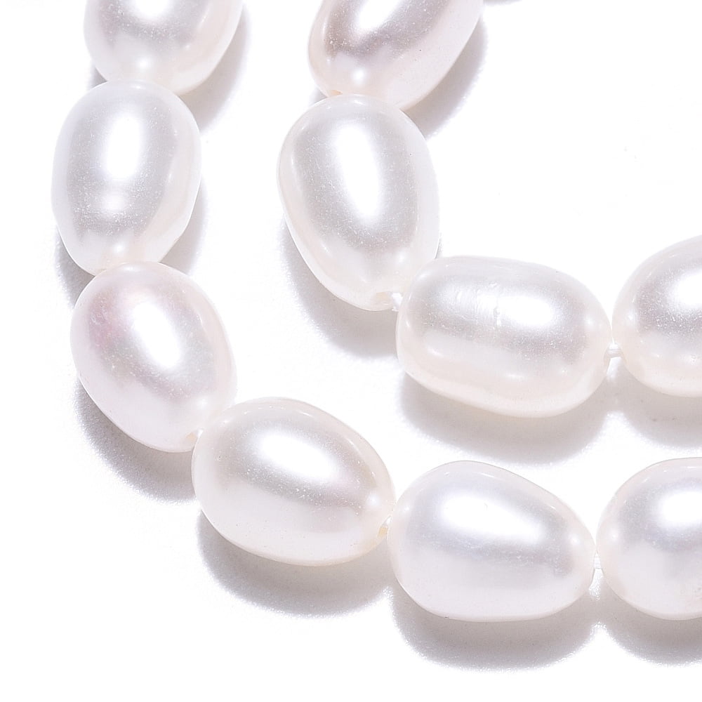 Natural Cultured Freshwater Pearl Beads Strands Rice Seashell color 7~11.5x6~6.5mm Hole: 0.7~0.8mm 38~45pcs/strand 14.37 inch(36.5cm)